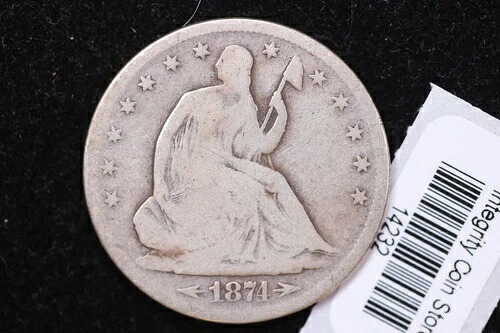 1874-S シーテッド・リバティ・ハーフドル、お手頃価格のコレクターズコイン、店舗番号14232