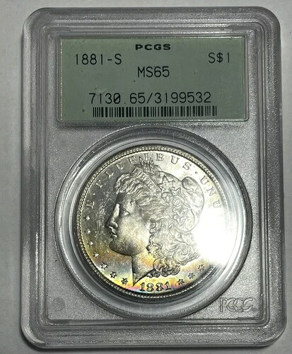 1881年 S モーガン銀貨 PCGS MS65 - OGH - レインボートーン｜WORLD RESOURCE【QUEEN店】