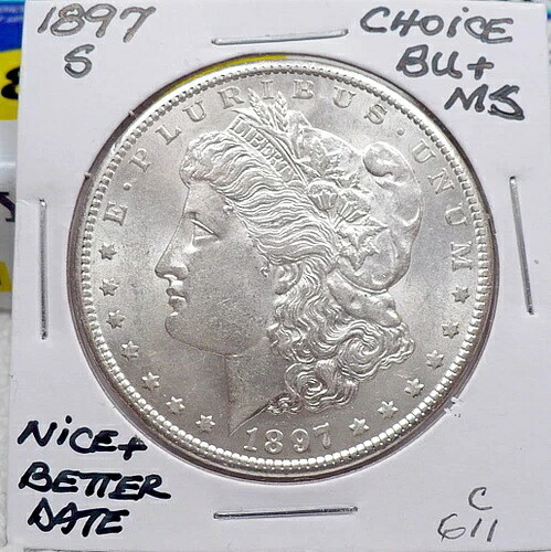 1897-S モルガン 1ドル銀貨、CH BU+/MS、日付良好、NICE+、シャープ X C611 71,995円