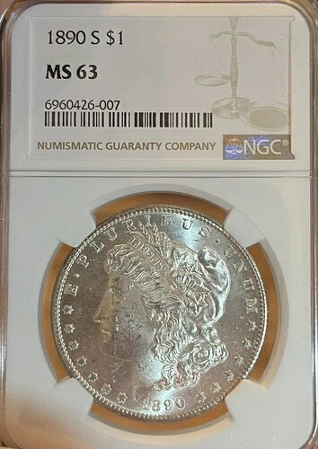 1890年-S NGC MS63 モーガンシルバードル-