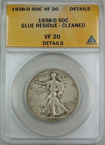 1938年-D 歩く自由の女神シルバーハーフドル ANACS VF-20 ディテール続く洗浄剤コイン-｜WORLD RESOURCE【QUEEN店】