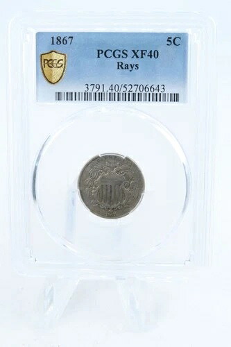 1867年-P PCGS XF40 シールドニッケルビジネスストライク 5C-｜WORLD RESOURCE【QUEEN店】
