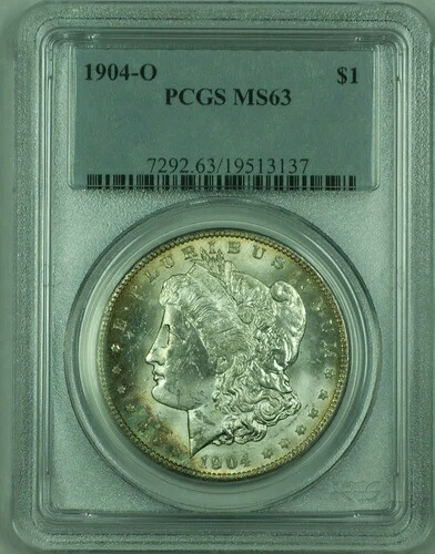 1904-O モルガン シルバードルコイン $1 PCGS MS-63 トーン (36) D