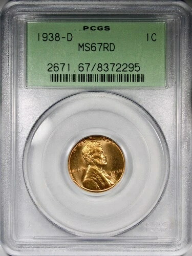 1938-D リンカーン セント PCGS MS67RD OGH オールドグリーン ホルダー PQ+