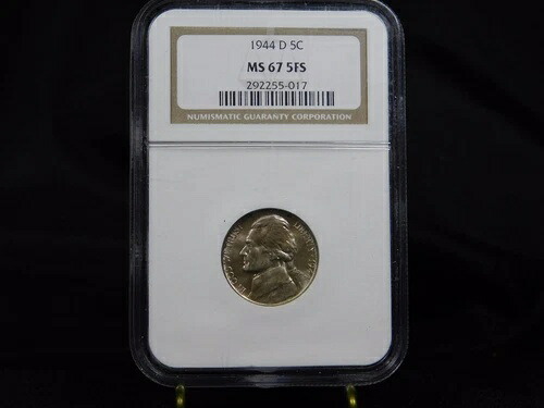 1944年-D ジェファーソン ニッケル - NGC MS67 5FS-