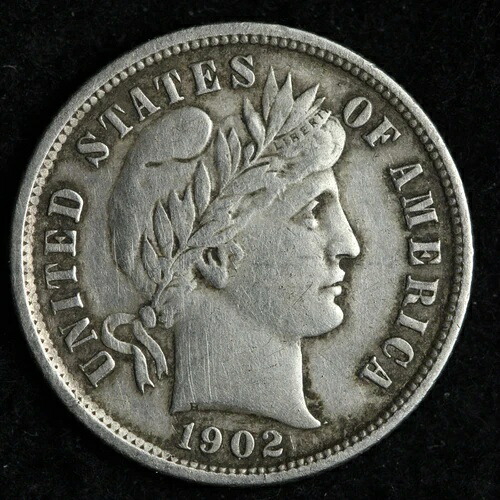 1902-S バーバー シルバーダイム XF++ E198 USMM