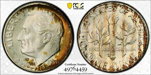 1950年 D ルーズベルト ダイム PCGS MS-67+ PLUS FB｜WORLD RESOURCE【QUEEN店】