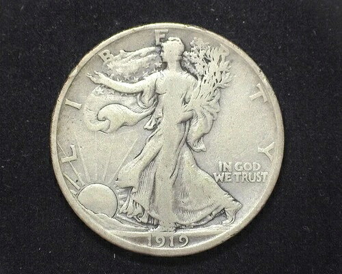 HS&C: 1919 D ウォーキング・リバティ ハーフダラー F/VF - 米国コイン｜WORLD RESOURCE【QUEEN店】