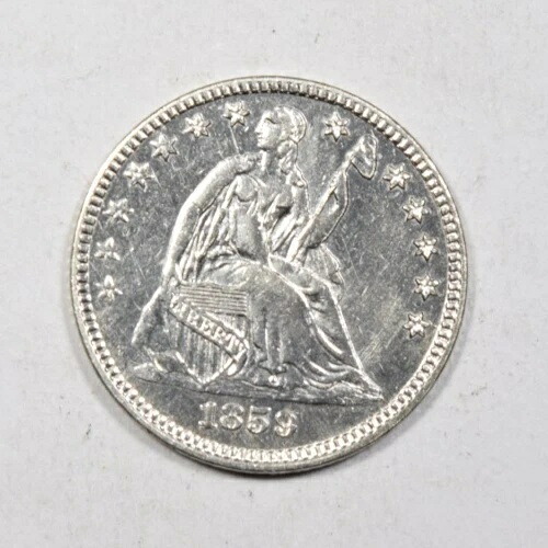 1859 年 自由の女神像半ダイム硬貨 ~ クリーニング済み ~ 細部まで鮮明、ほぼ未使用!