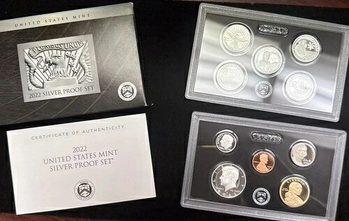 2022年 S 米国造幣局 シルバー プルーフ セット（箱・品質証明書付き、10枚セット）