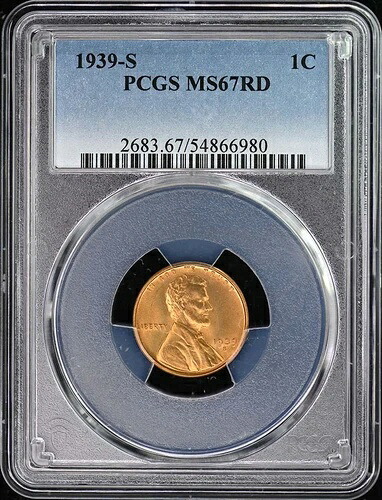 1939-S 1C リンカーン・セント タイプ1 ウィート リバース PCGS MS67RD 43,560円