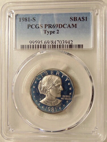1981年-S. B. アンソニー $ Ty-2 ディープカメオ プルーフ PCGS PR69DCAM - 美しいGEM PRコイン
