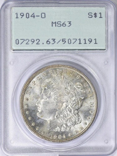 1904年 - O モルガン シルバードル - MS 63 - PCGS ラトラー