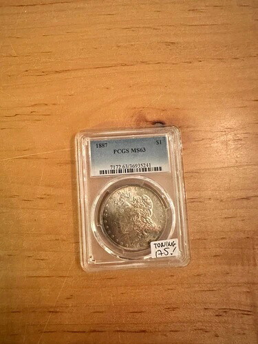 1887年 1ドル 米国モルガンドル MS 63 PCGS グレーデッド トーニング