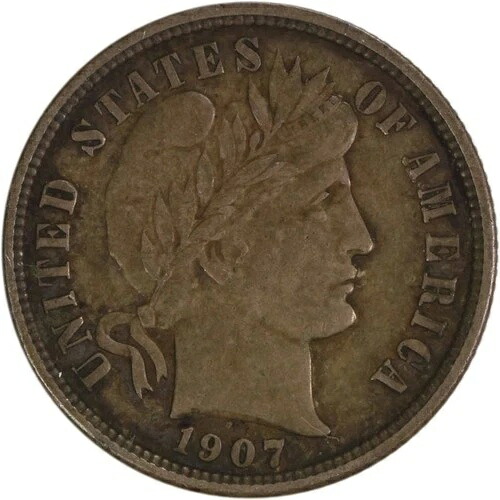 1907-S バーバー シルバーダイム チョイス EF 未認定 #1021