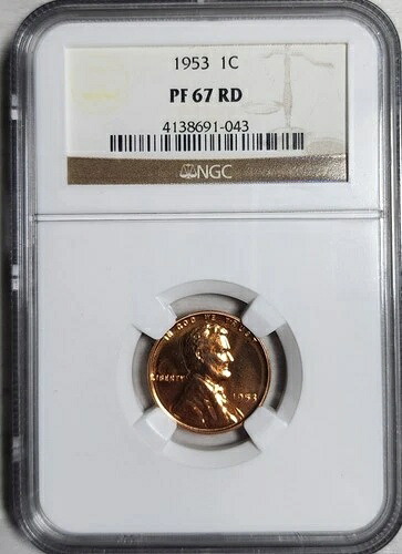 1953 NGC PF 67 RD リンカーン ウィート セント プルーフ PR レッド ワン ペニー (M206) 43,560円