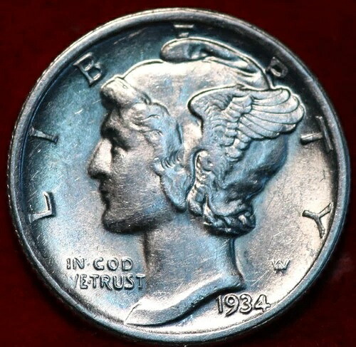???? 未使用 1934-D デンバーミント シルバー マーキュリーダイム USA