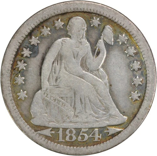 1854-O 自由の女神像 シルバーダイムアロー チョイスF 未認定 #203 43,560円