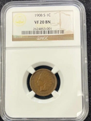 チェルシーの1908年SインディアンセントVF 20 NGC。当店でご確認ください。eBay最安値!!