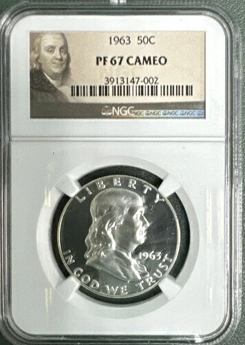 1963 ベンジャミン フランクリン ハーフドル 50C PR 67 カメオ NGC-