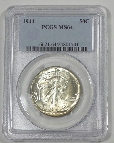 1944年ウォーキング・リバティ・ハーフダラー PCGS MS 64認定シルバー50セント 39,325円