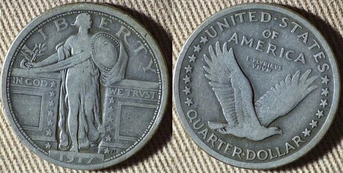 自由の女神立像クォーター:1917年 Type I VF IRUS552-