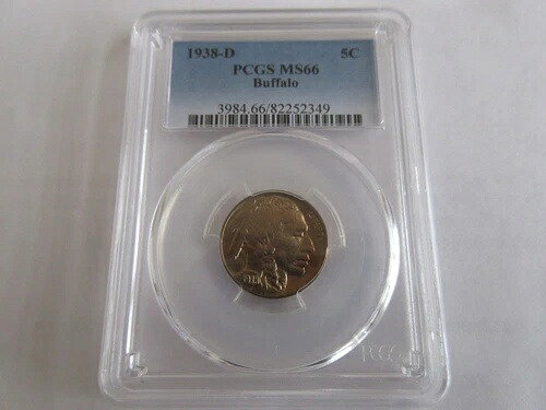 1938-D、バッファローニッケル、PCGS MS66