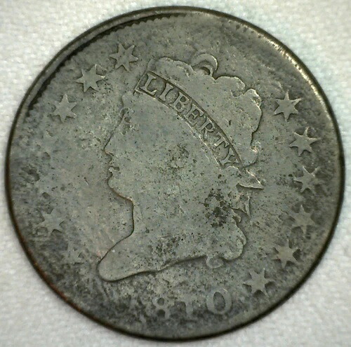 1810年製 クラシックヘッド 1セント銅貨 ラージセント 1セント米国コイン 流通良好
