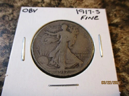 1917年-S OBV 歩く自由の女神シルバーハーフドルファイン23-