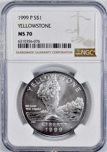 1999年 イエローストーンシルバードル $1 NGC MS70??フローレス品質??-
