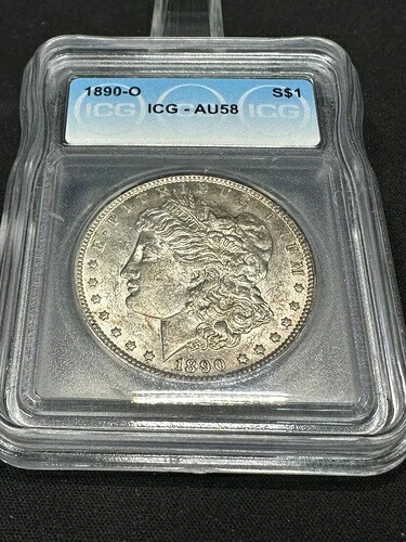 1890-O モルガン銀貨 $ AU58 ICG