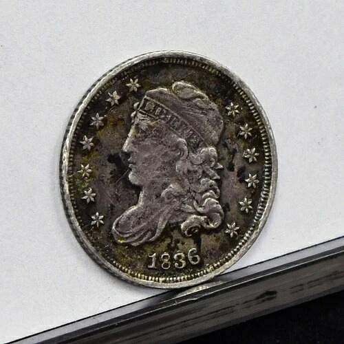 1836年 ハーフダイム - 細かいディテール、ややベント加工、環境汚れ (#60521-L) -