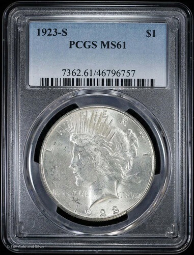 1923年-S $1ピース シルバードル PCGS MS 61 | 未流通 UNC-