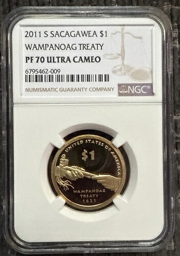 2011-PF70 UCAM S サカガウィア $1 ワンパノアグ条約ブラウンレーベルNGC ローポップトップナイス!-