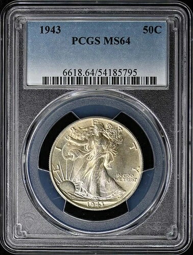 1943年 50セント ウォーキング・リバティ ハーフダラー PCGS MS64
