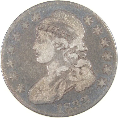 1833年 キャップドバスト ハーフダラー VG 非常に良好な状態 50セント銀貨 SKU:I17302