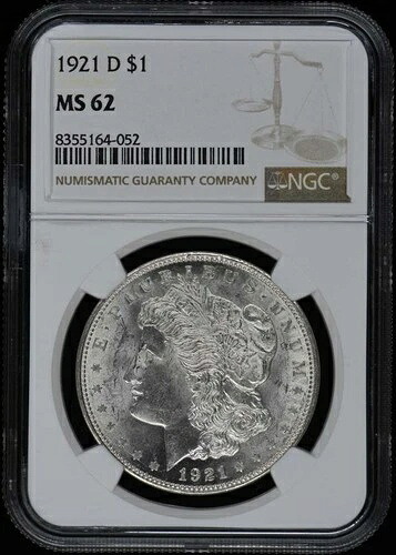 1921-D モルガン・ダラー S$1 NGC MS62