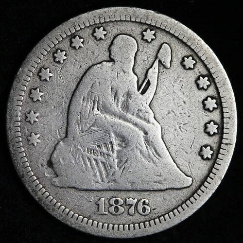1876-CC 着席自由の女神像 シルバークォーター チョイスファイン E418 QHM