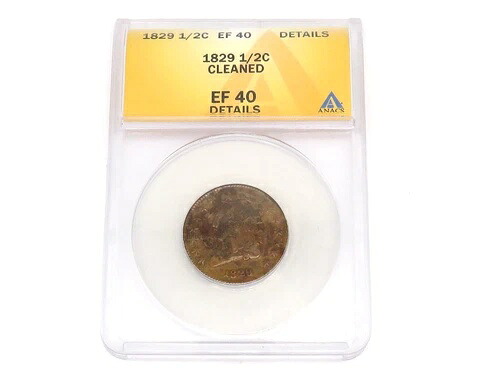 アメリカ合衆国 1829年 1/2セント ANACS EF 40 詳細（クリーニング済み）非常に美しい*｜WORLD RESOURCE【QUEEN店】