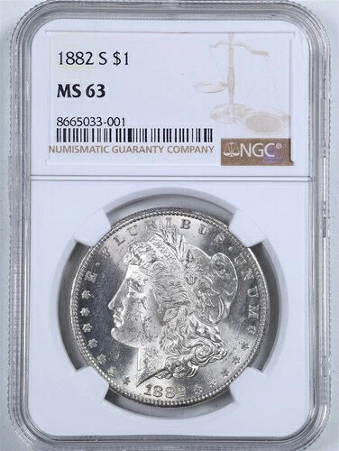 1882-S 1ドル モルガン銀貨 MS63 NGC 8665033-001
