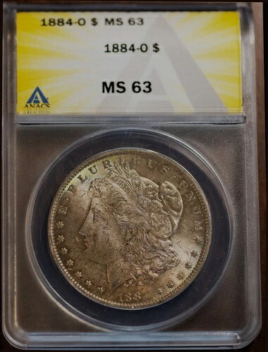 1884年-O $1 シルバー モーガン MS 63 ANACS オリーブ&ピーチトーン替 #7432896 + ボーナス-｜WORLD RESOURCE【QUEEN店】 42,185円