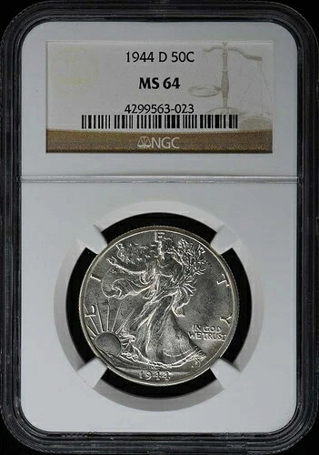 1944-D ウォーキング・リバティ・ハーフダラー 50セント NGC MS64|WORLD RESOURCE【QUEEN店】