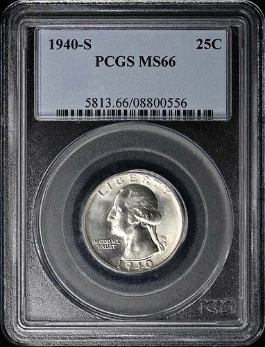 1940-S 25C ワシントンクォーター PCGS MS66-|WORLD RESOURCE【QUEEN店】