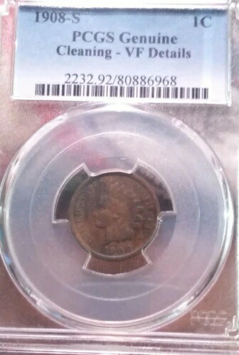 1908 S ~ インディアン ヘッド セント ~ PCGS VF 詳細 ~ 重要な日付!