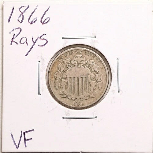 1866年 レイ 5C ニッケルシールド付き VF 意見 #5409-｜WORLD RESOURCE【QUEEN店】