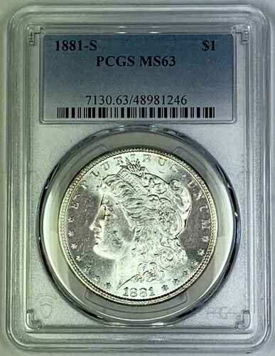1881年-S モーガンシルバー $1 ドルコイン PCGS MS 63 (7) B-｜WORLD RESOURCE【QUEEN店】
