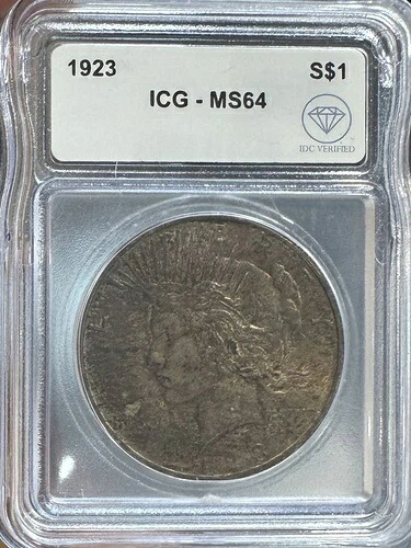 1923年ピースシルバーダラー ICG MS-64 IDC検証済み|WORLD RESOURCE【QUEEN店】