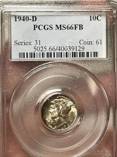 1940年-D マーキュリーダイム 10C PCGS MS-66 FB フルスプリットバンド-｜WORLD RESOURCE【QUEEN店】