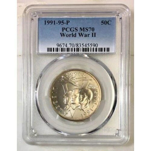 1991-95年 第二次世界大戦 ハーフダラー PCGS MS70 *Rev Tye\'s* #559095｜WORLD RESOURCE【QUEEN店】