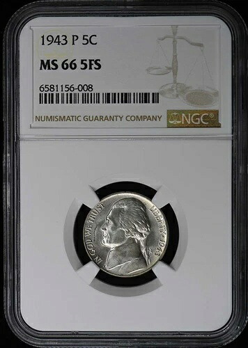 1943年 ジェファーソン ニッケル 5C NGC MS665FS